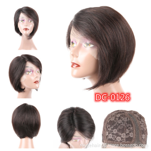 6Inch  Brazilian Remy Short Straight Pre-Plucked HD Lace Front Bob Wig,Perruque Side Part Pixie Cut Curly Lace Human Hair Wigs